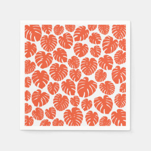 Guardanapo De Papel Monstera - Laranja e Branco