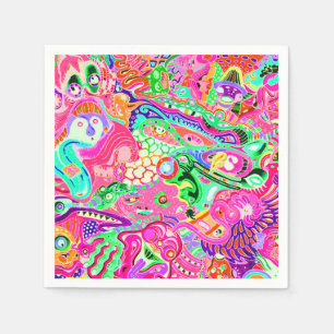 Guardanapo De Papel Monstros de abstrato misturados, coloridos e bonit