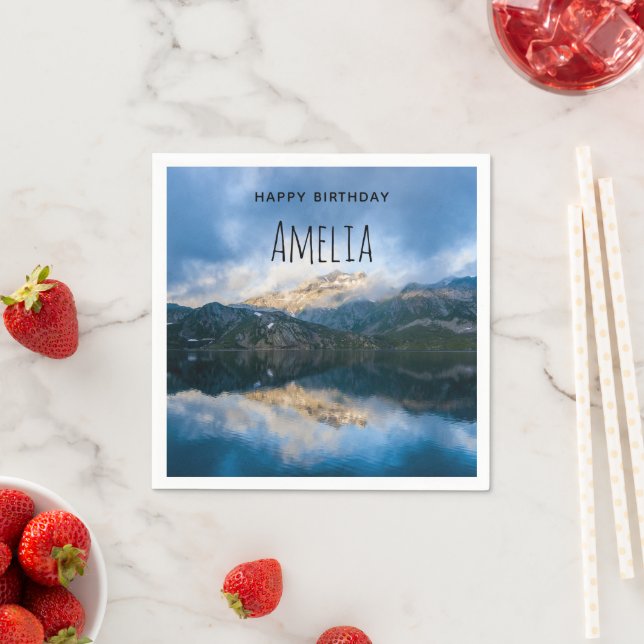 Guardanapo De Papel Montanhas e Lago Natureza Cênica Foto Aniversário (Insitu)