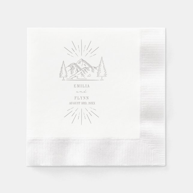 Guardanapo De Papel Montanhas Line Art Ametyst Wedding (Frente)