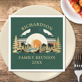 Guardanapo De Papel Montanhas Sunset Acampando Reunião da Família Verd