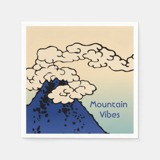 Guardanapo De Papel Monte Fuji com Nuvens Adicione Seu Nome (Frente)