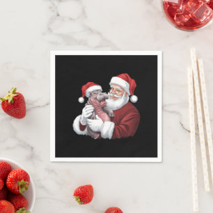 Guardanapo De Papel Moodeng Natal Engraçado Vintage Papai Noel