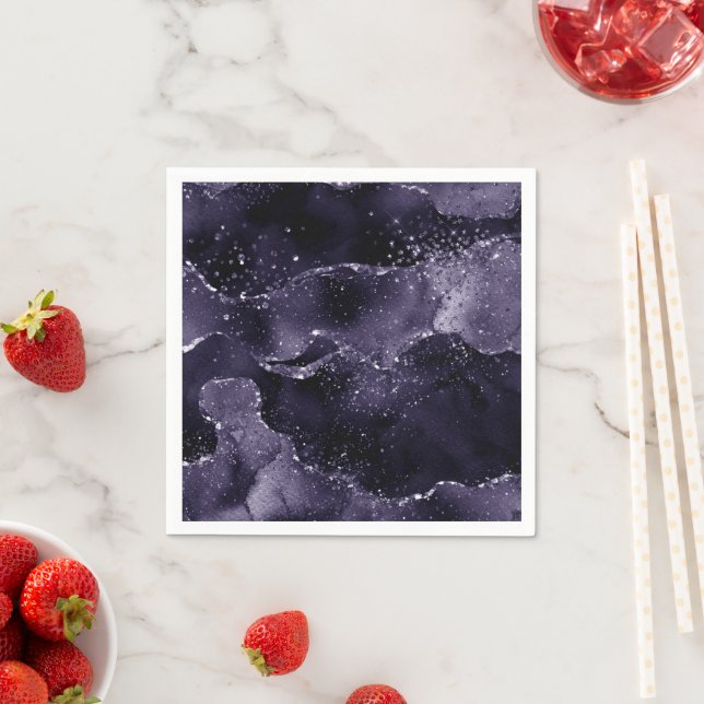 Guardanapo De Papel Moody Agate | Midnight Indigo Profundo Glam (Insitu)