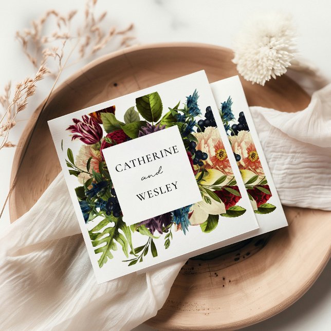 Guardanapo De Papel Moody Floral Burgundy Wedding (Criador carregado)