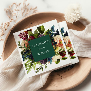 Guardanapo De Papel Moody Floral Emerald & Burgundy Wedding