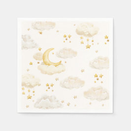 Guardanapo De Papel Moon and Stars Gold Dreamy Sky Baby Shower