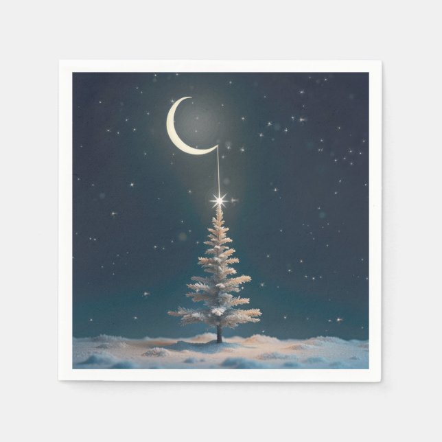 Guardanapo De Papel Moon Crescente com Estrela de Natal (Frente)