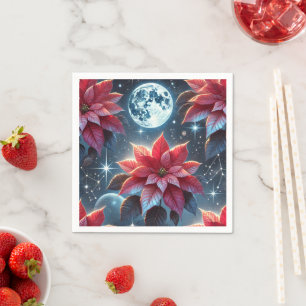 Guardanapo De Papel Moonlight Poinsettia Floral Patterno Decoupage