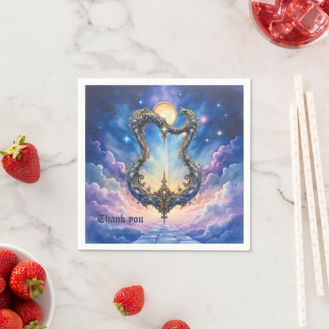Guardanapo De Papel Moonlit Celestial Harp – Dreamy Cosmic Fantasy Art (Insitu)