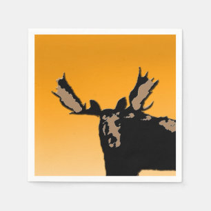 Guardanapo De Papel Moose no Sunset - Arte original sobre a vida selva