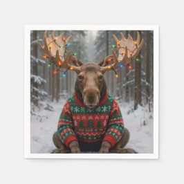 Guardanapo De Papel Moose Wearing Ugly Christmas Sweater