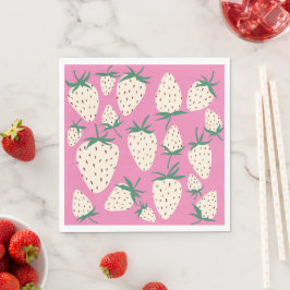 Guardanapo De Papel Morango Branco Pineberry PERSONALIZADO Chá de Noiv