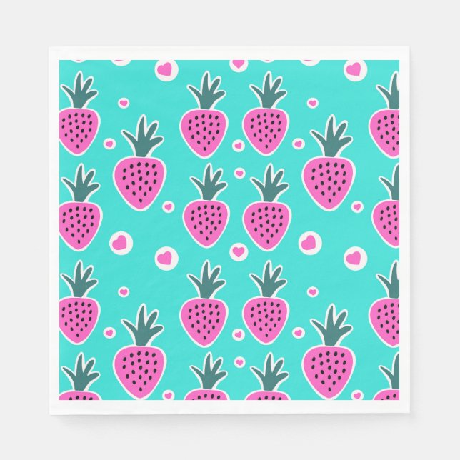 Guardanapo De Papel Morango Corações Papel Nápoles (Frente)