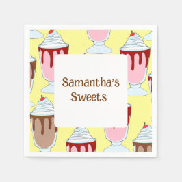 Guardanapo De Papel Morango E Sorvetes De Chocolate