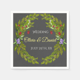 Guardanapo De Papel Morangos da floresta aquática, terra do casamento