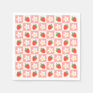 Guardanapo De Papel Morangos Doce e Flores Napkins