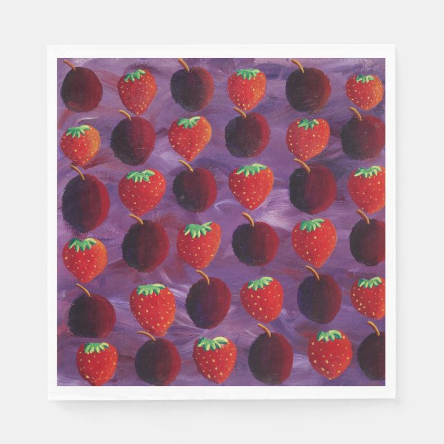 Guardanapo De Papel Morangos e Frutas Vermelhas de Ameixa (Frente)