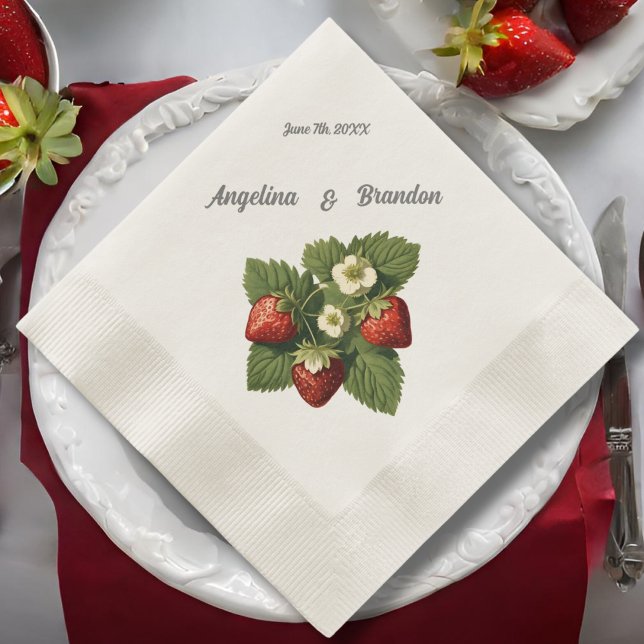 Guardanapo De Papel Morangos vegetais - casamento com pomares (Criador carregado)