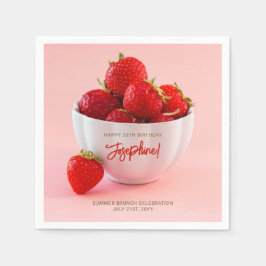 Guardanapo De Papel Morangos Vermelhos Em Um Brunt De Verão De Bowl, A