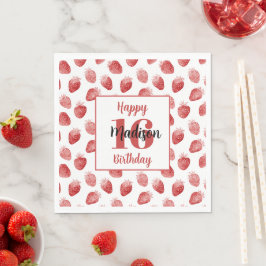 Guardanapo De Papel Morangos Vermelhos Fruta 16º Aniversário