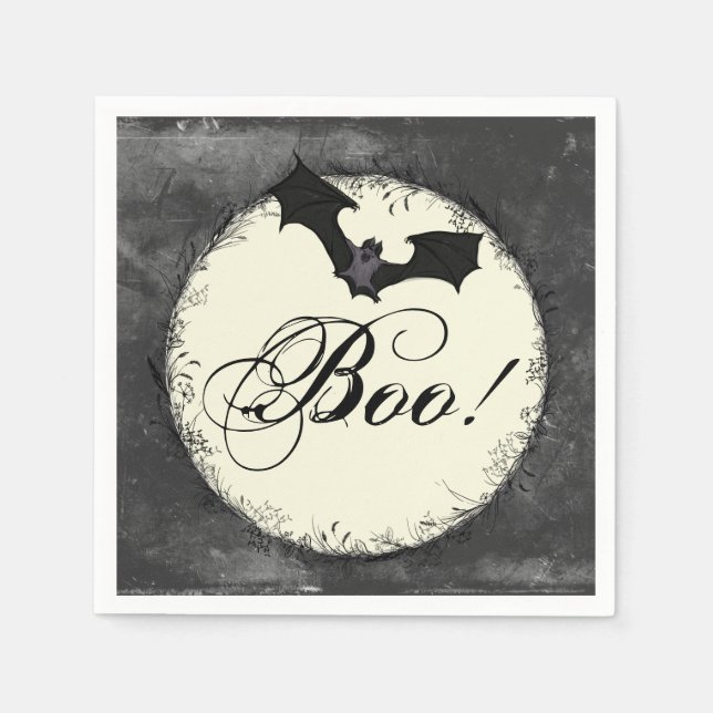Guardanapo De Papel Morcego Elegante Boo Halloween (Frente)