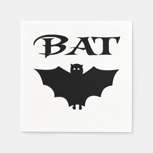Guardanapo De Papel Morcego Preto E Branco Fofo De Halloween (Frente)