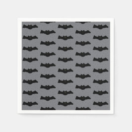 Guardanapo De Papel Morcegos de Halloween Cinza e Preto