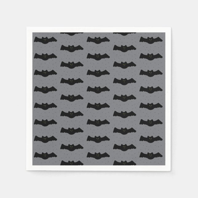 Guardanapo De Papel Morcegos de Halloween Cinza e Preto (Frente)