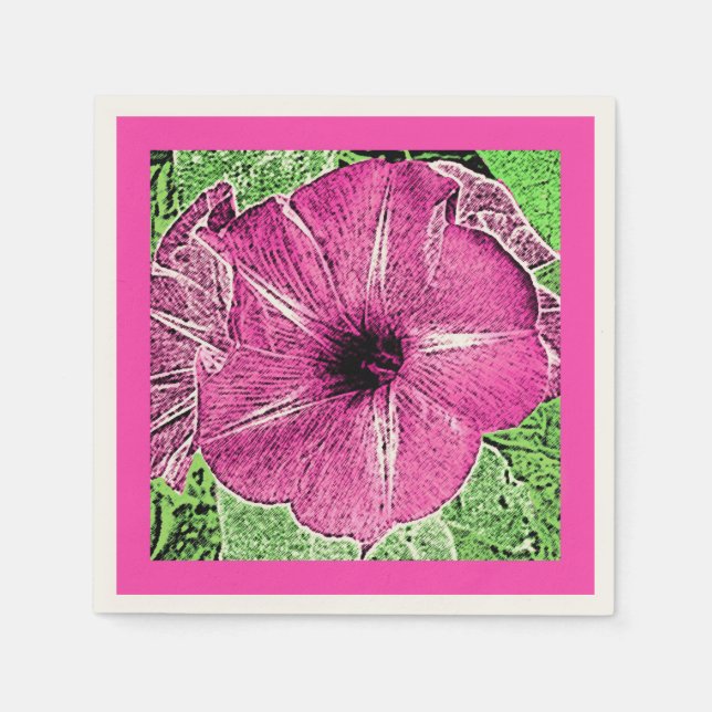 Guardanapo De Papel Morning Glory Block Impressão - fuchsia rosa (Frente)