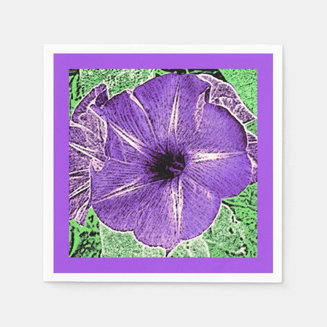 Guardanapo De Papel Morning Glory Block Impressão - violeta suave (Frente)