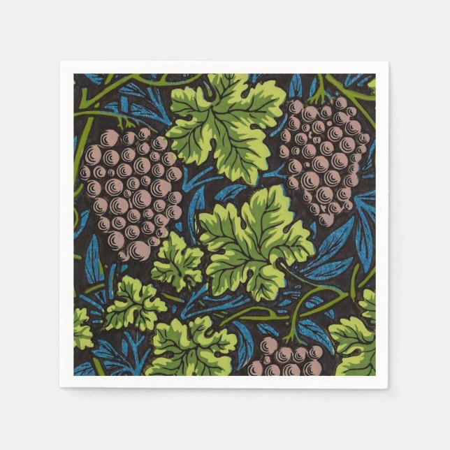 Guardanapo De Papel Morris - Padrão antigo de 1873 Uvas e Deixas e Vin (Frente)