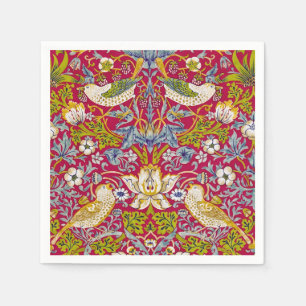 Guardanapo De Papel Morris Red Background Strawberry Thief Patterno