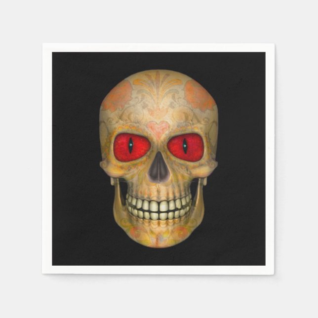 Guardanapo De Papel Morto do Crânio Voodoo Zombie Cocktail Napkins (Frente)