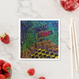 Guardanapo De Papel Mosaico Colorido com Coração Vermelho