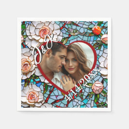 Guardanapo De Papel Mosaico Vidro e Casamento de Azulejos Personalizad