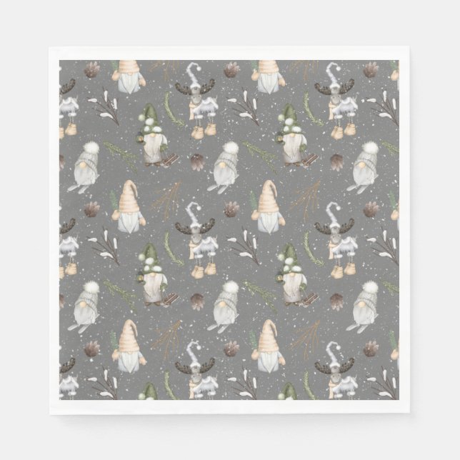 Guardanapo De Papel Mose de Natal e Gnomos (Frente)