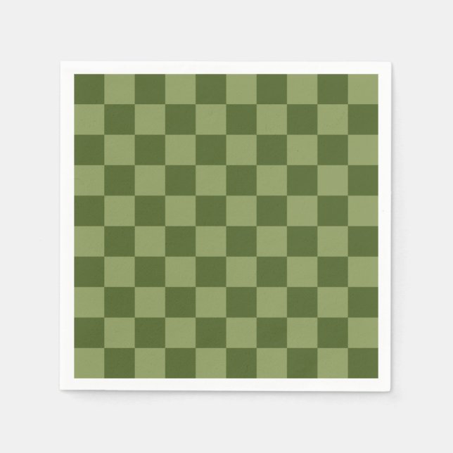 Guardanapo De Papel Moss Green Checkerboard (Frente)