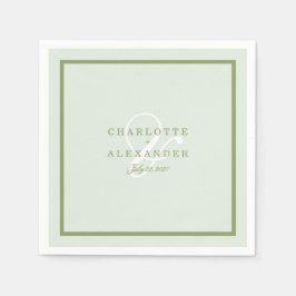 Guardanapo De Papel Moss Green Monogram Wedding Napkin