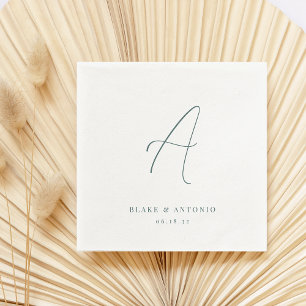 Guardanapo De Papel Moss   Monograma de Casamento com Script Thin Line