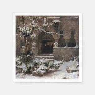 Guardanapo De Papel Mosteiro de inverno na neve (por Karl Lessing)