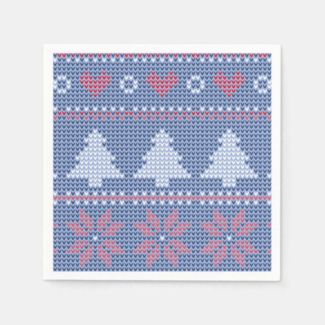 Guardanapo De Papel Motif de tricot de Noël Bleu (Frente)