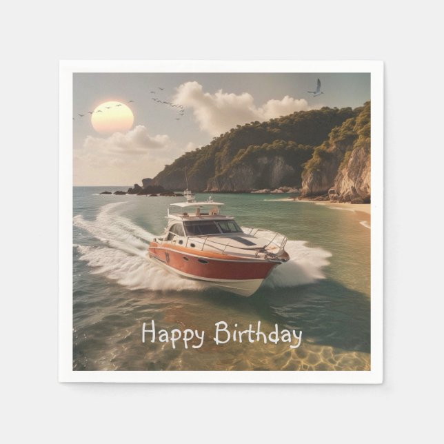 Guardanapo De Papel Motor Boat Birthday (Frente)