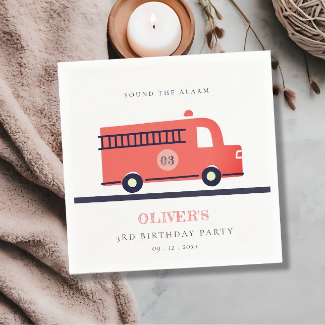 Guardanapo De Papel Motor de combate a incêndios com Marinhos vermelho (Criador carregado)