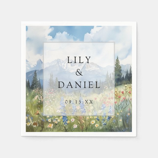 Guardanapo De Papel Mountain Wildflower Floral Meadow Wedding (Frente)
