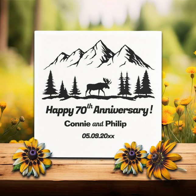Guardanapo De Papel Mountains and Moose 70th Wedding Anniversary (Criador carregado)