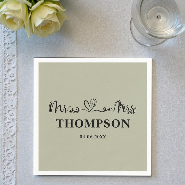 Guardanapo De Papel Mr and Mrs Elegant Simple | Cement Grey (Criador carregado)