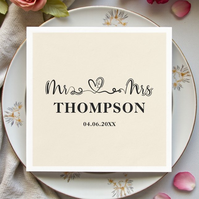 Guardanapo De Papel Mr and Mrs Elegant Simple | Natural White (Criador carregado)