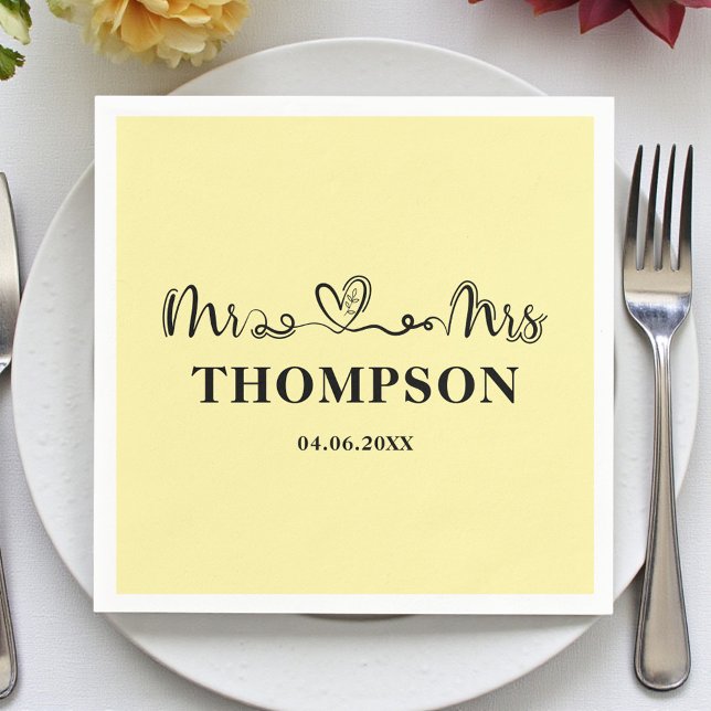 Guardanapo De Papel Mr and Mrs Elegant Simple | Pale Yellow (Criador carregado)