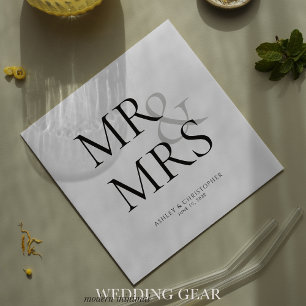 Guardanapo De Papel MR&MRS. Cocktail tipográfico mínimo